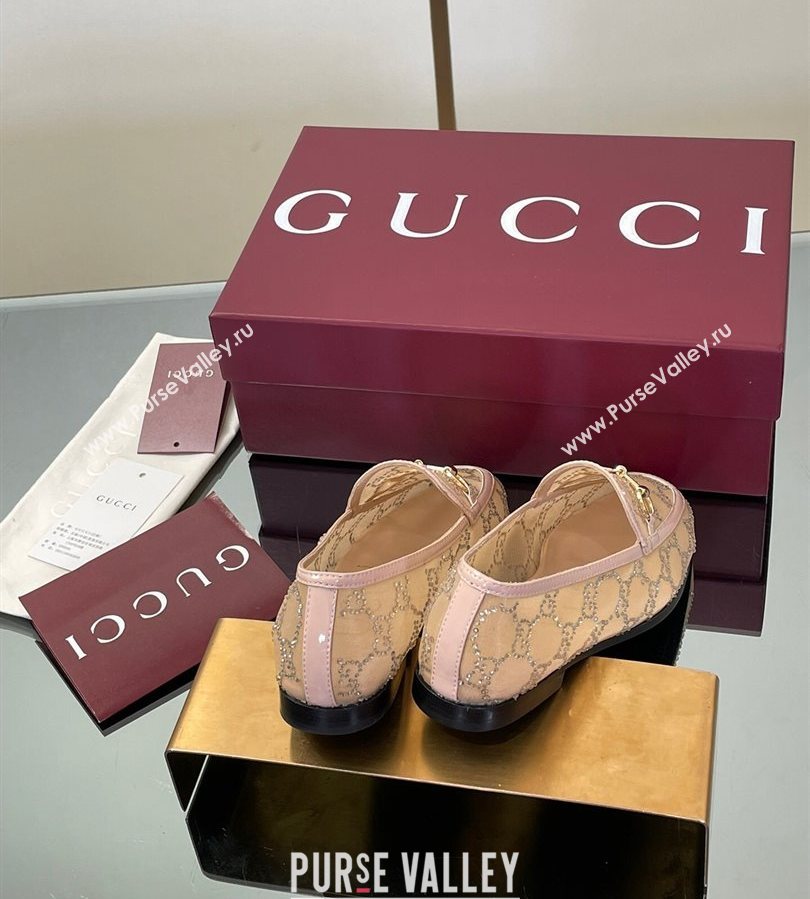 Gucci GG Mesh and Patent Leather Jordaan Loafers Nude 2025 835483 (MD-250712038)