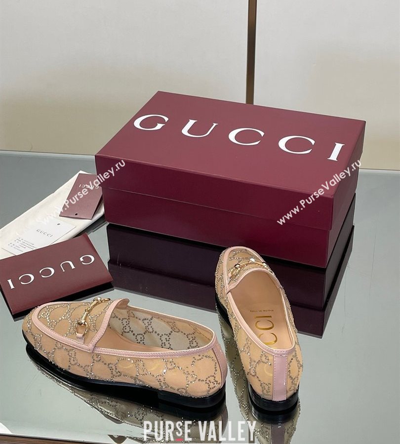 Gucci GG Mesh and Patent Leather Jordaan Loafers Nude 2025 835483 (MD-250712038)