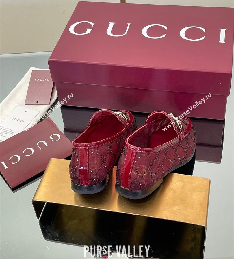Gucci GG Mesh and Patent Leather Jordaan Loafers Red 2025 835483 (MD-250712039)