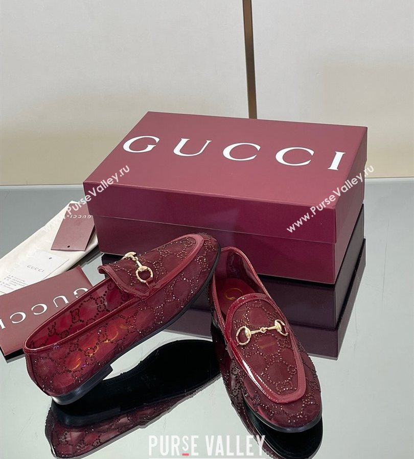 Gucci GG Mesh and Patent Leather Jordaan Loafers Red 2025 835483 (MD-250712039)