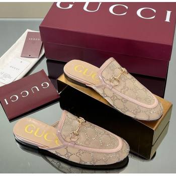 Gucci GG Mesh and Patent Leather Princetown Flat Slippers Nude 2025 835484 (MD-250712040)
