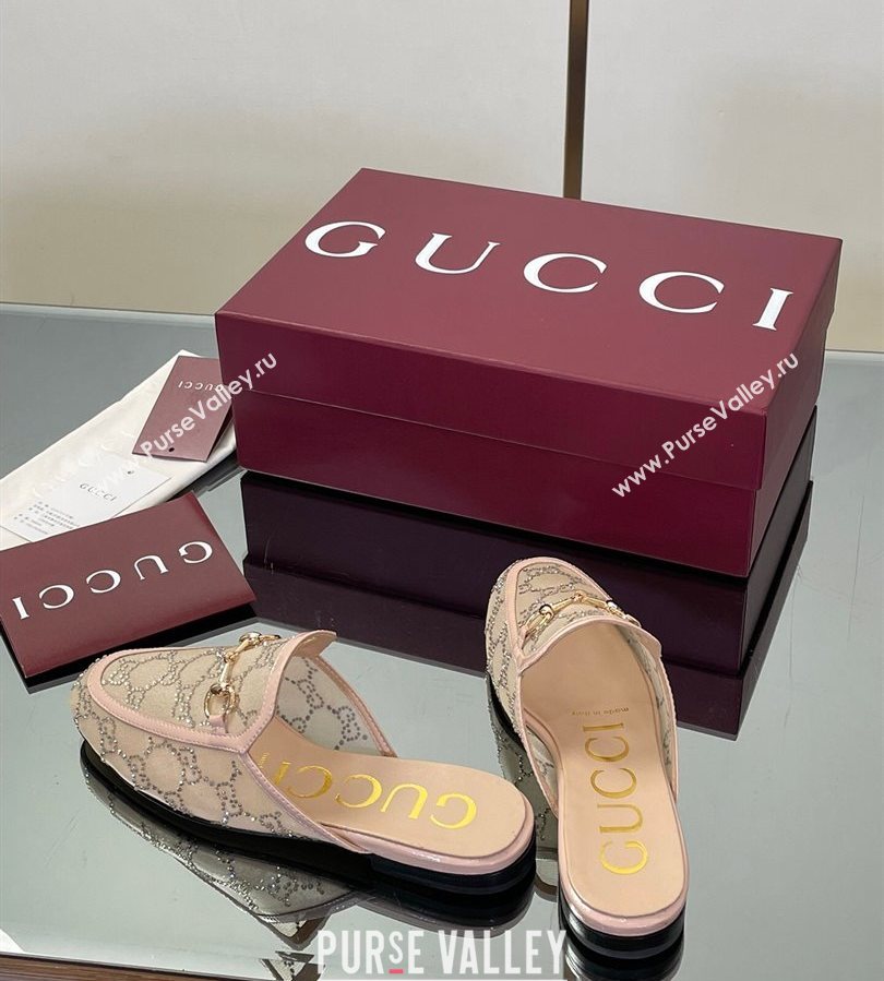Gucci GG Mesh and Patent Leather Princetown Flat Slippers Nude 2025 835484 (MD-250712040)