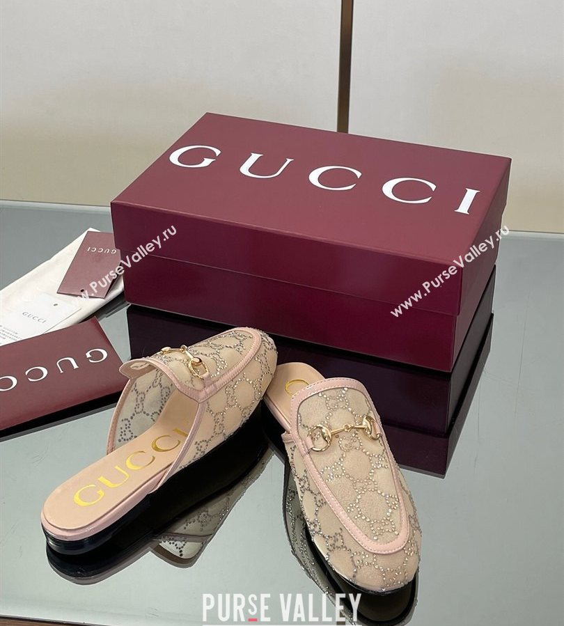 Gucci GG Mesh and Patent Leather Princetown Flat Slippers Nude 2025 835484 (MD-250712040)
