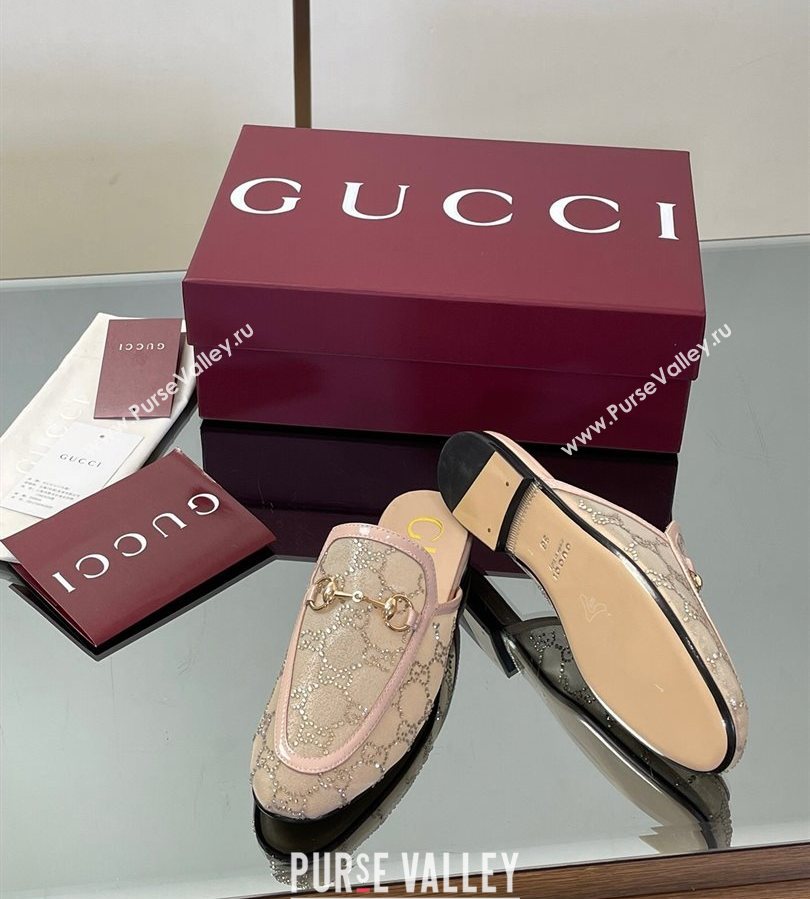 Gucci GG Mesh and Patent Leather Princetown Flat Slippers Nude 2025 835484 (MD-250712040)