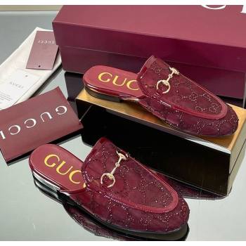 Gucci GG Mesh and Patent Leather Princetown Flat Slippers Red 2025 835484 (MD-250712041)