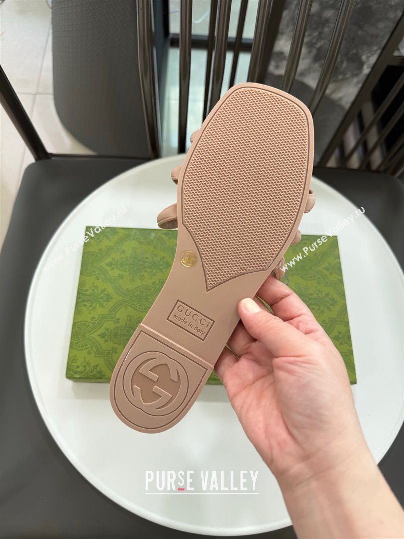 Gucci Interlocking G Flat Slides Sandal in Shiny TPU Khaki 2025 780307 (GDX-250711132)