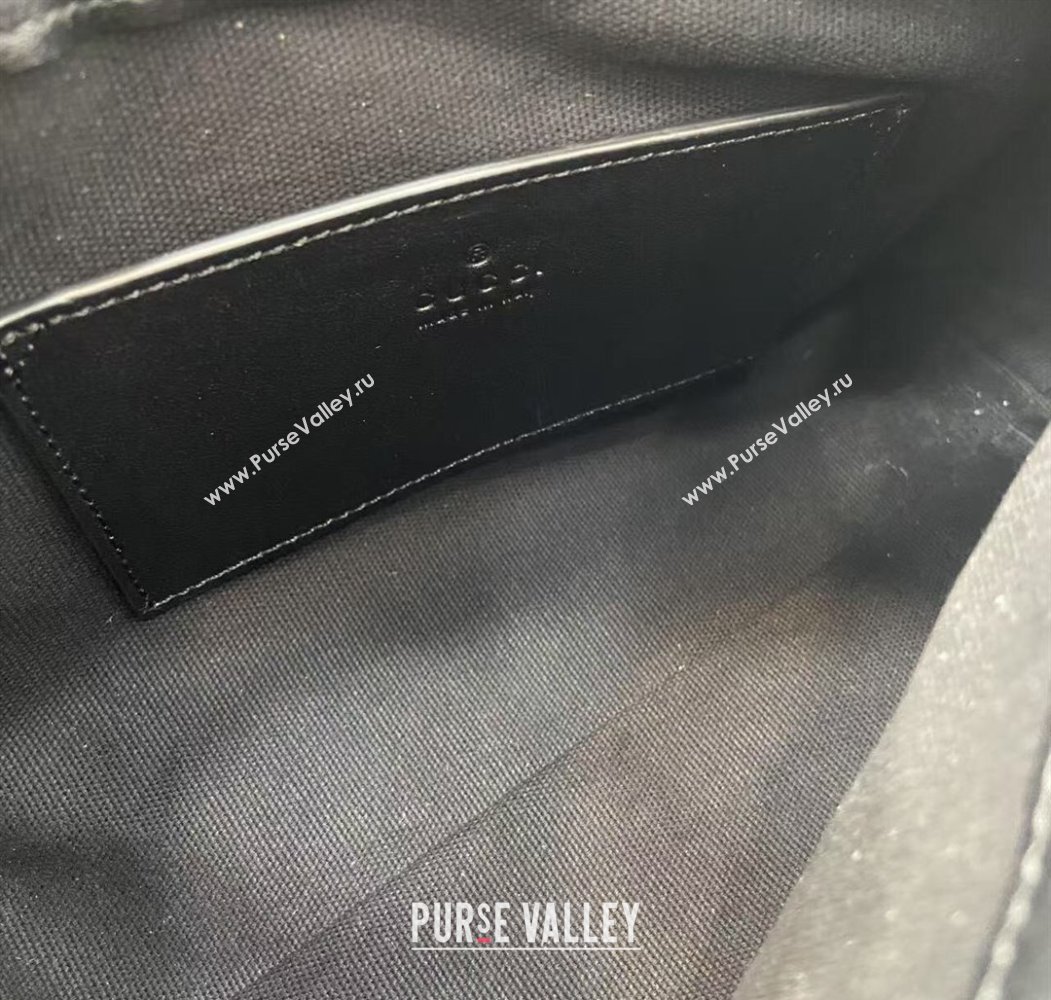 Gucci GG Emblem Leather Small Shoulder Bag Black 2025 847450 (XLU-250807065)