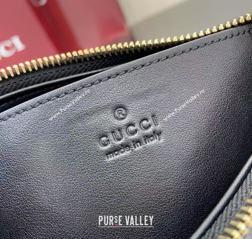 Gucci GG Emblem Leather Small Shoulder Bag Black 2025 847450 (XLU-250807065)