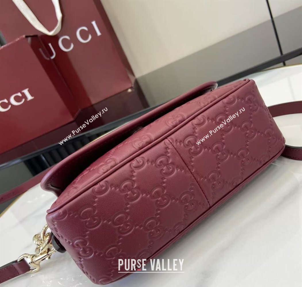 Gucci GG Emblem Leather Small Shoulder Bag with Chain Ancora Red 2025 847448 (XLU-250807066)