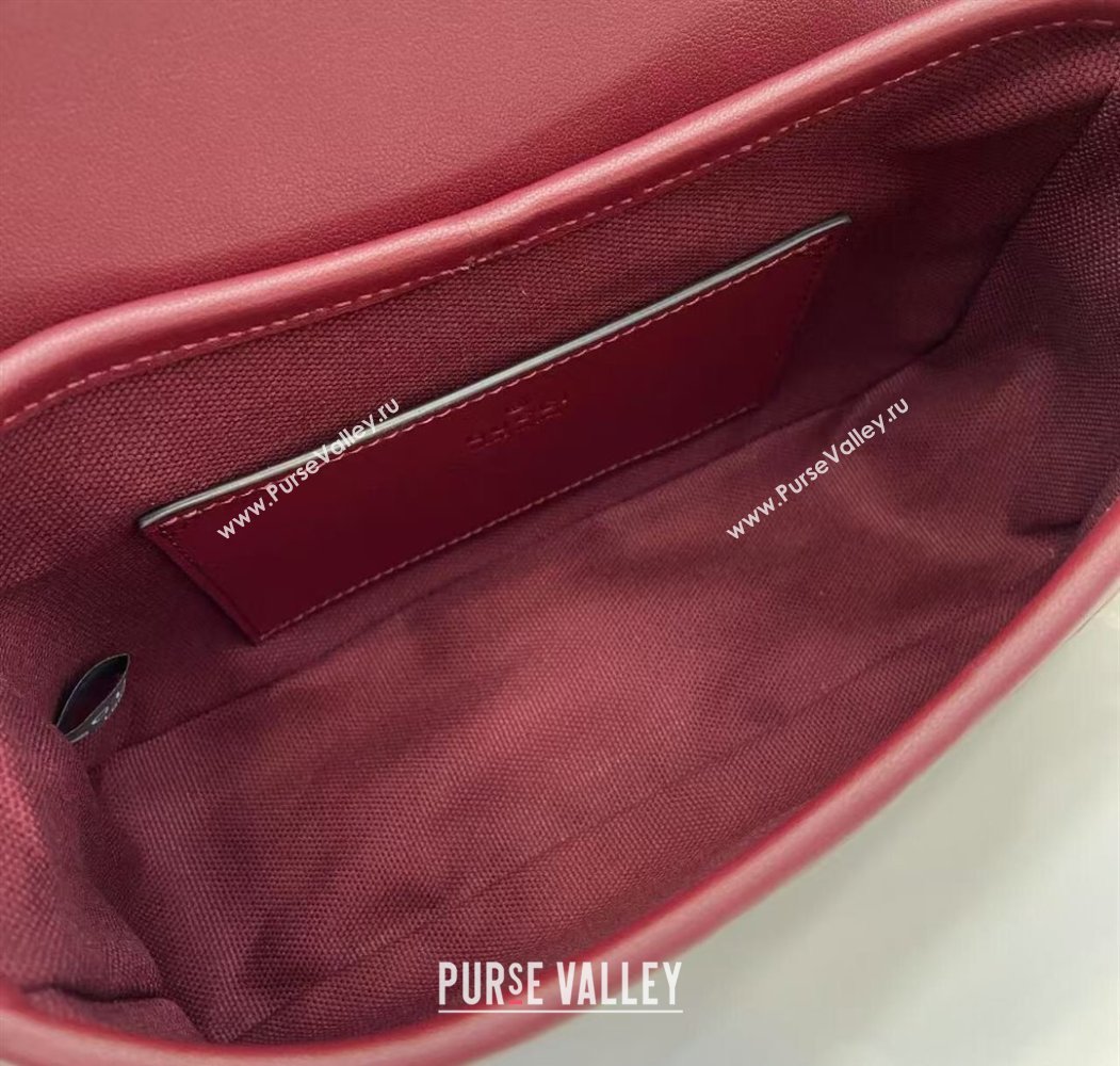 Gucci GG Emblem Leather Small Shoulder Bag with Chain Ancora Red 2025 847448 (XLU-250807066)