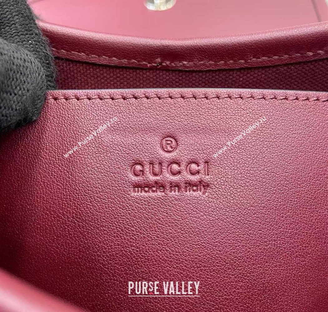 Gucci GG Emblem Leather Small Shoulder Bag with Chain Ancora Red 2025 847448 (XLU-250807066)