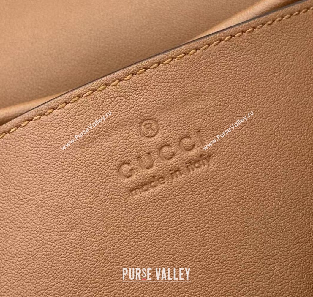 Gucci GG Emblem Leather Small Shoulder Bag with Chain Brown 2025 847448 (XLU-250807067)