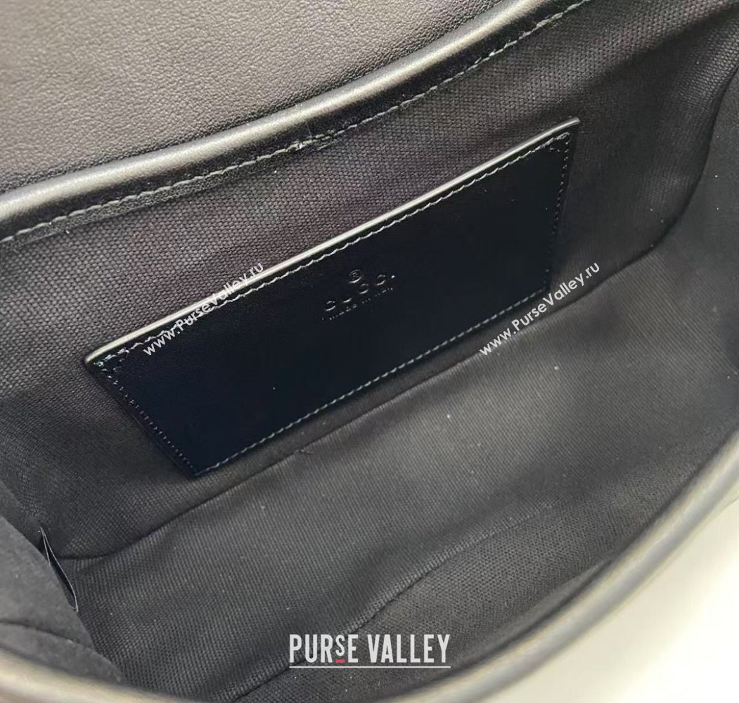 Gucci GG Emblem Leather Small Shoulder Bag with Chain Black 2025 847448 (XLU-250807068)