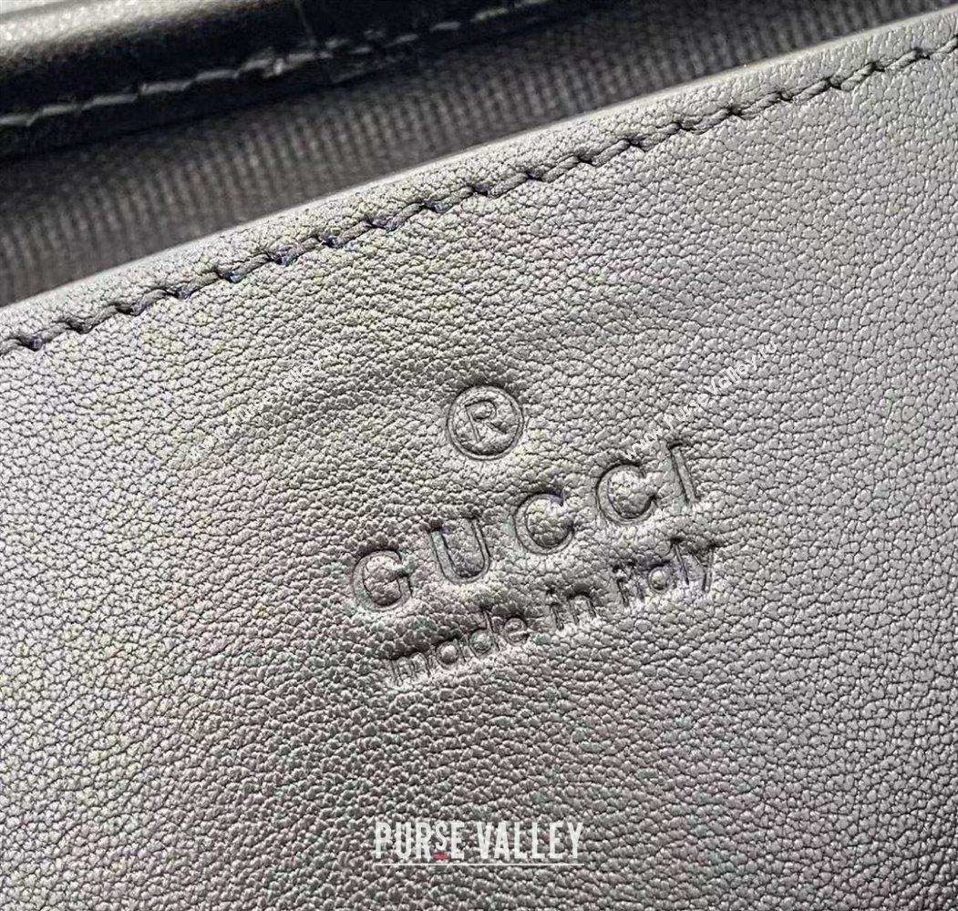 Gucci GG Emblem Leather Small Shoulder Bag with Chain Black 2025 847448 (XLU-250807068)