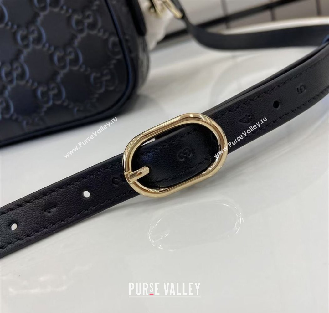 Gucci GG Emblem Leather Small Shoulder Bag with Chain Black 2025 847448 (XLU-250807068)