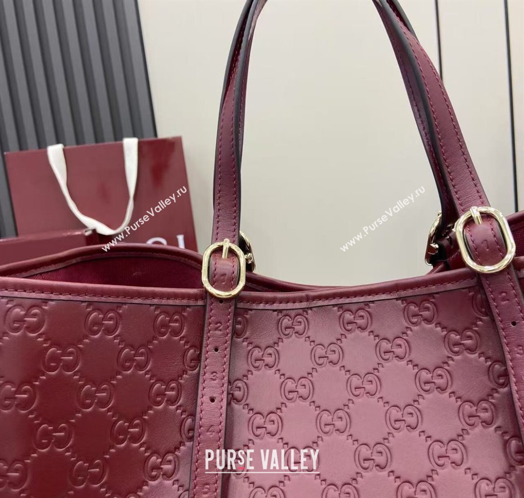 Gucci GG Leather Emblem Large Tote bag 815213 Ancora Red 2025 (XLU-250807069)