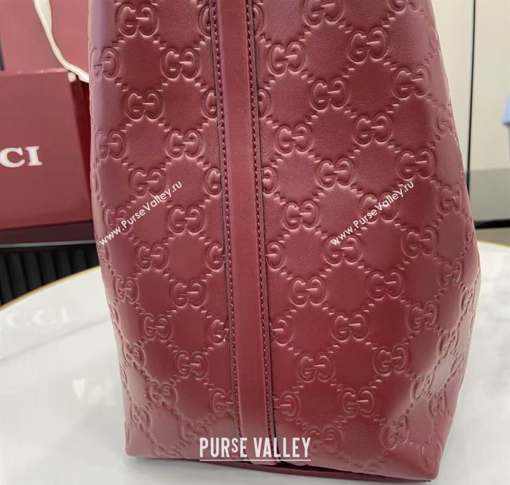 Gucci GG Leather Emblem Large Tote bag 815213 Ancora Red 2025 (XLU-250807069)
