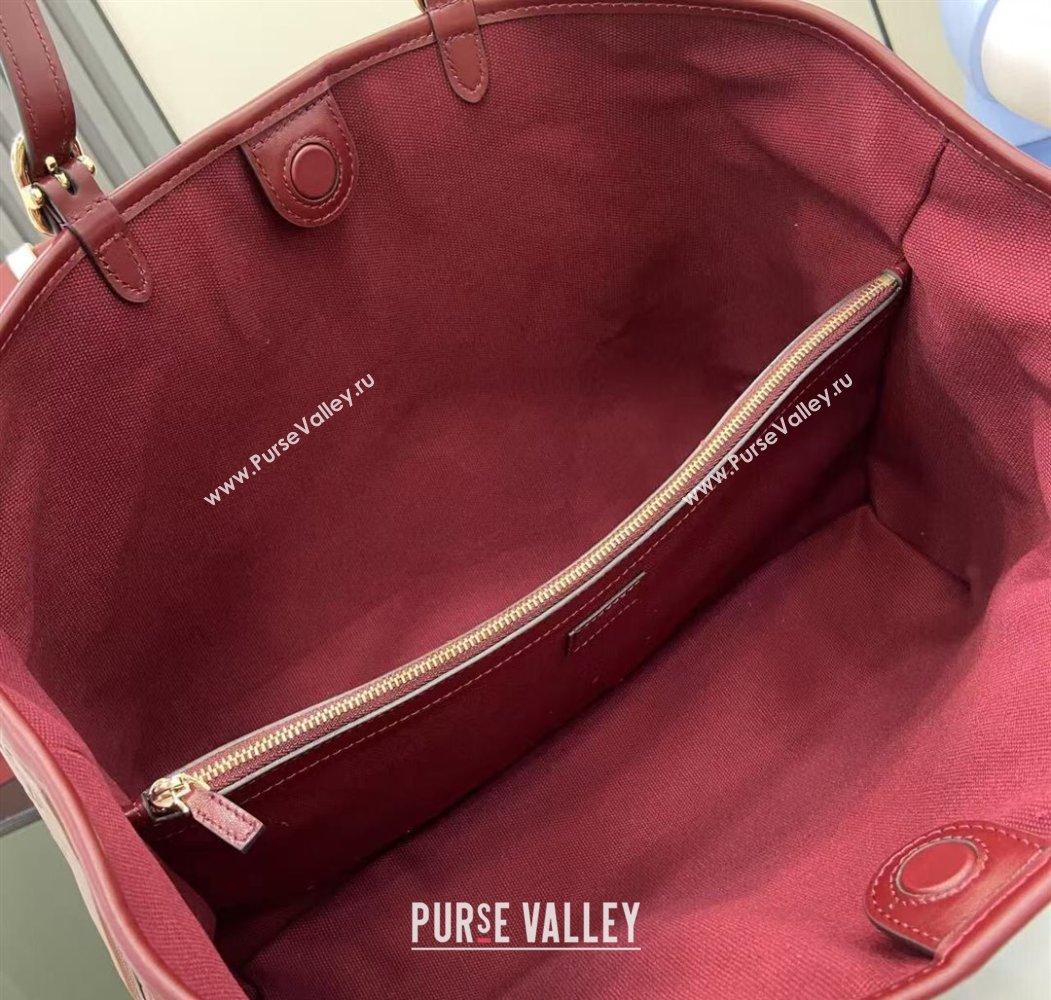 Gucci GG Leather Emblem Large Tote bag 815213 Ancora Red 2025 (XLU-250807069)