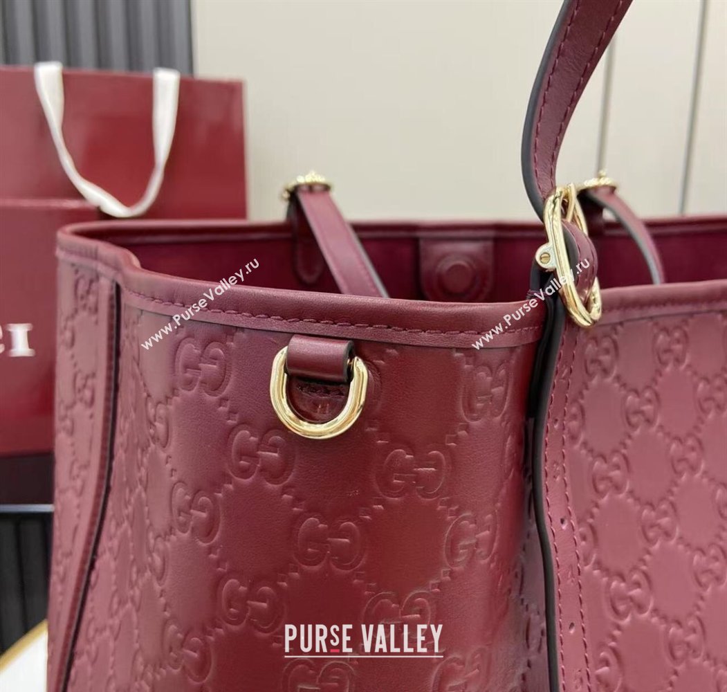 Gucci GG Leather Emblem Large Tote bag 815213 Ancora Red 2025 (XLU-250807069)