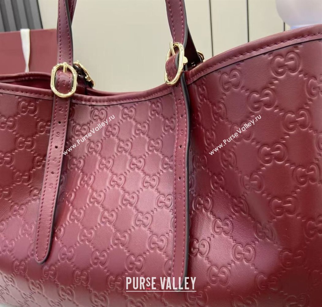 Gucci GG Leather Emblem Large Tote bag 815213 Ancora Red 2025 (XLU-250807069)