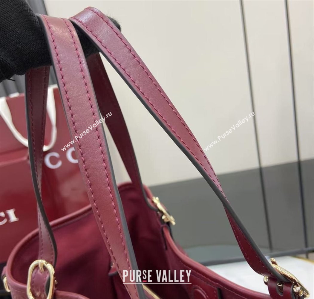 Gucci GG Leather Emblem Large Tote bag 815213 Ancora Red 2025 (XLU-250807069)