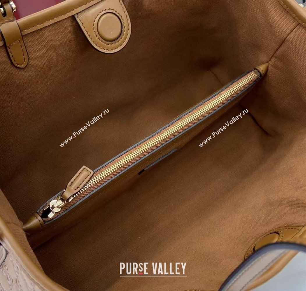 Gucci GG Leather Emblem Medium Tote Bag Brown 2025 815214 (XLU-250807070)