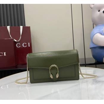 Gucci Dionysus wallet on chain in Patent Leather 837374 Dark Green 2025 (XLU-250807072)