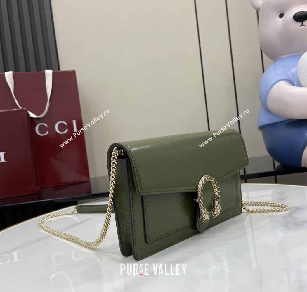 Gucci Dionysus wallet on chain in Patent Leather 837374 Dark Green 2025 (XLU-250807072)