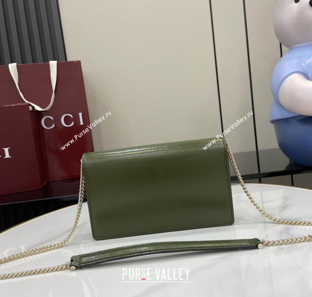 Gucci Dionysus wallet on chain in Patent Leather 837374 Dark Green 2025 (XLU-250807072)