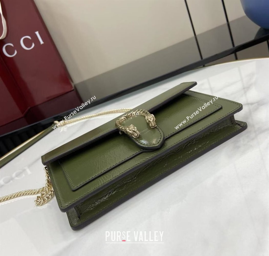 Gucci Dionysus wallet on chain in Patent Leather 837374 Dark Green 2025 (XLU-250807072)