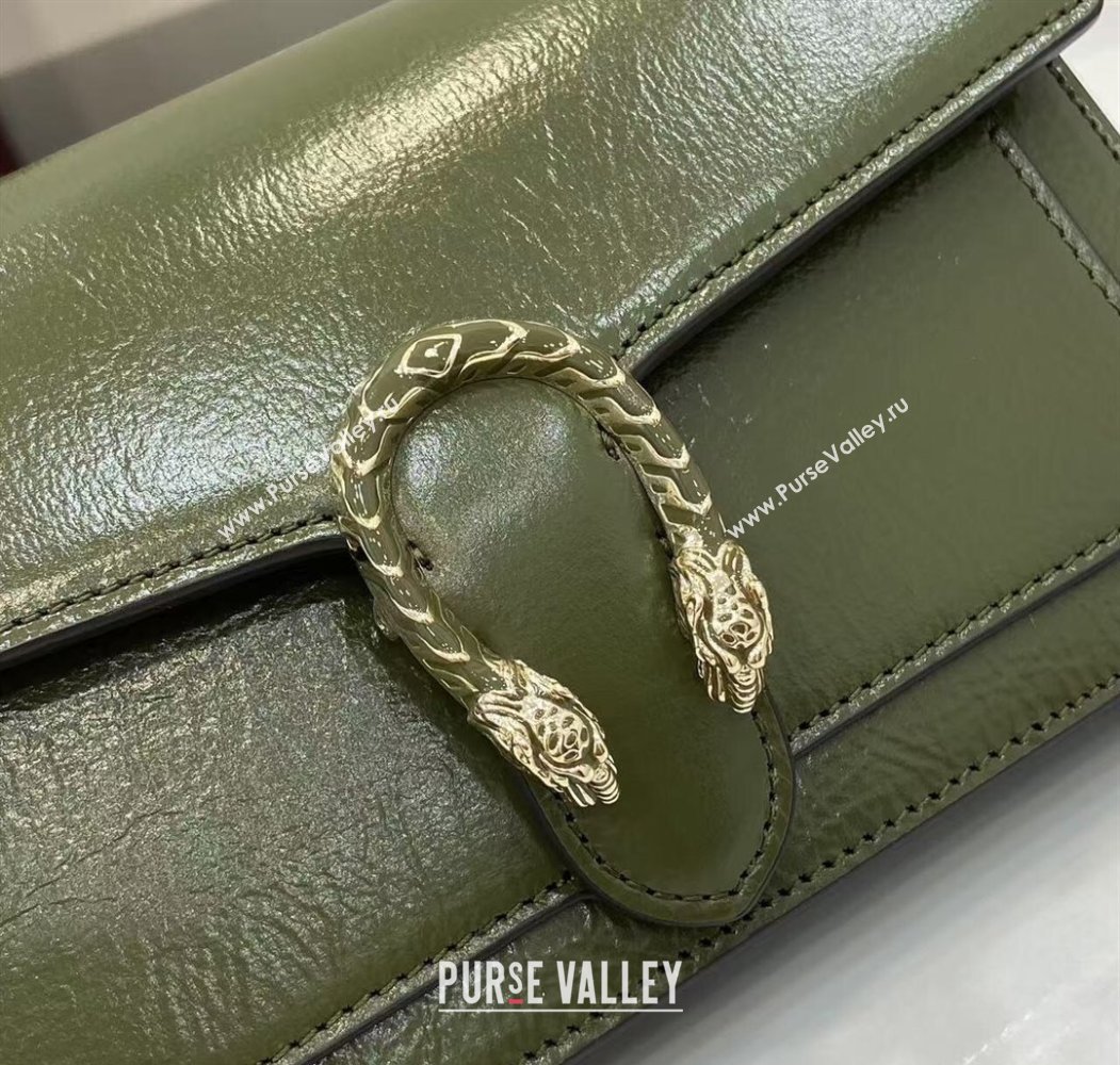 Gucci Dionysus wallet on chain in Patent Leather 837374 Dark Green 2025 (XLU-250807072)
