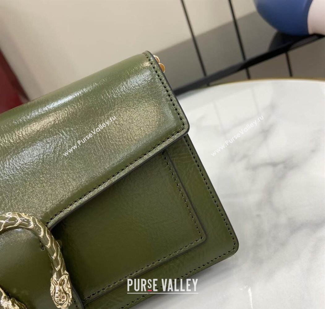 Gucci Dionysus wallet on chain in Patent Leather 837374 Dark Green 2025 (XLU-250807072)