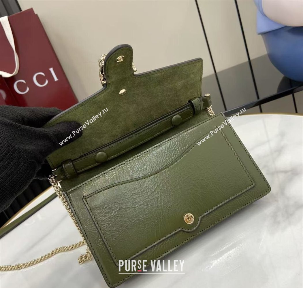 Gucci Dionysus wallet on chain in Patent Leather 837374 Dark Green 2025 (XLU-250807072)