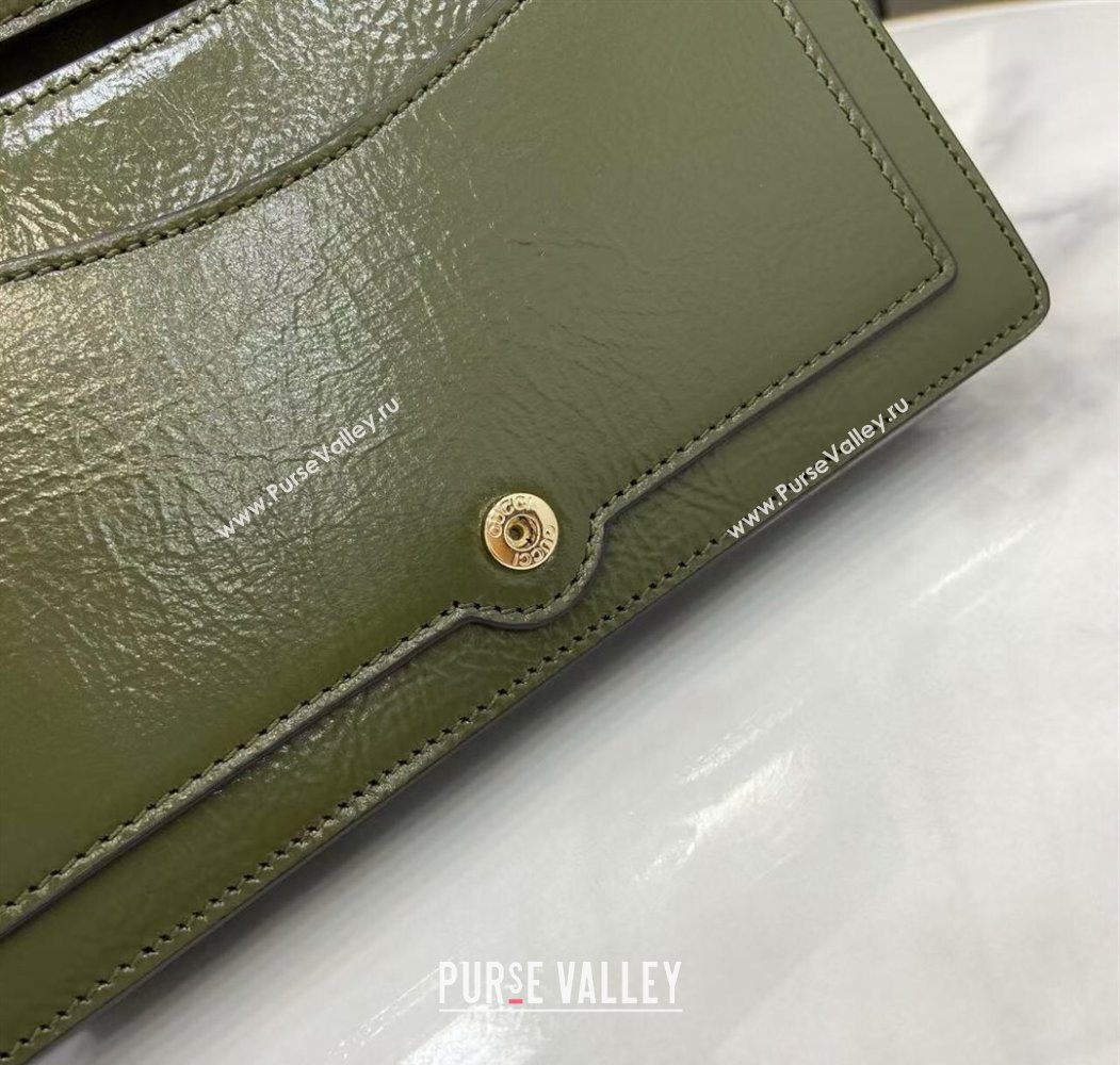 Gucci Dionysus wallet on chain in Patent Leather 837374 Dark Green 2025 (XLU-250807072)
