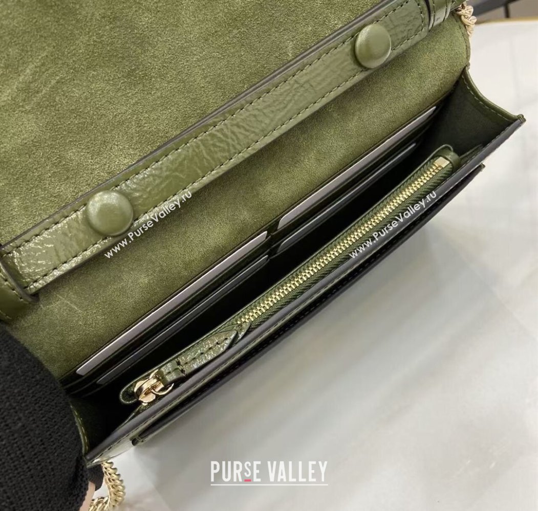 Gucci Dionysus wallet on chain in Patent Leather 837374 Dark Green 2025 (XLU-250807072)