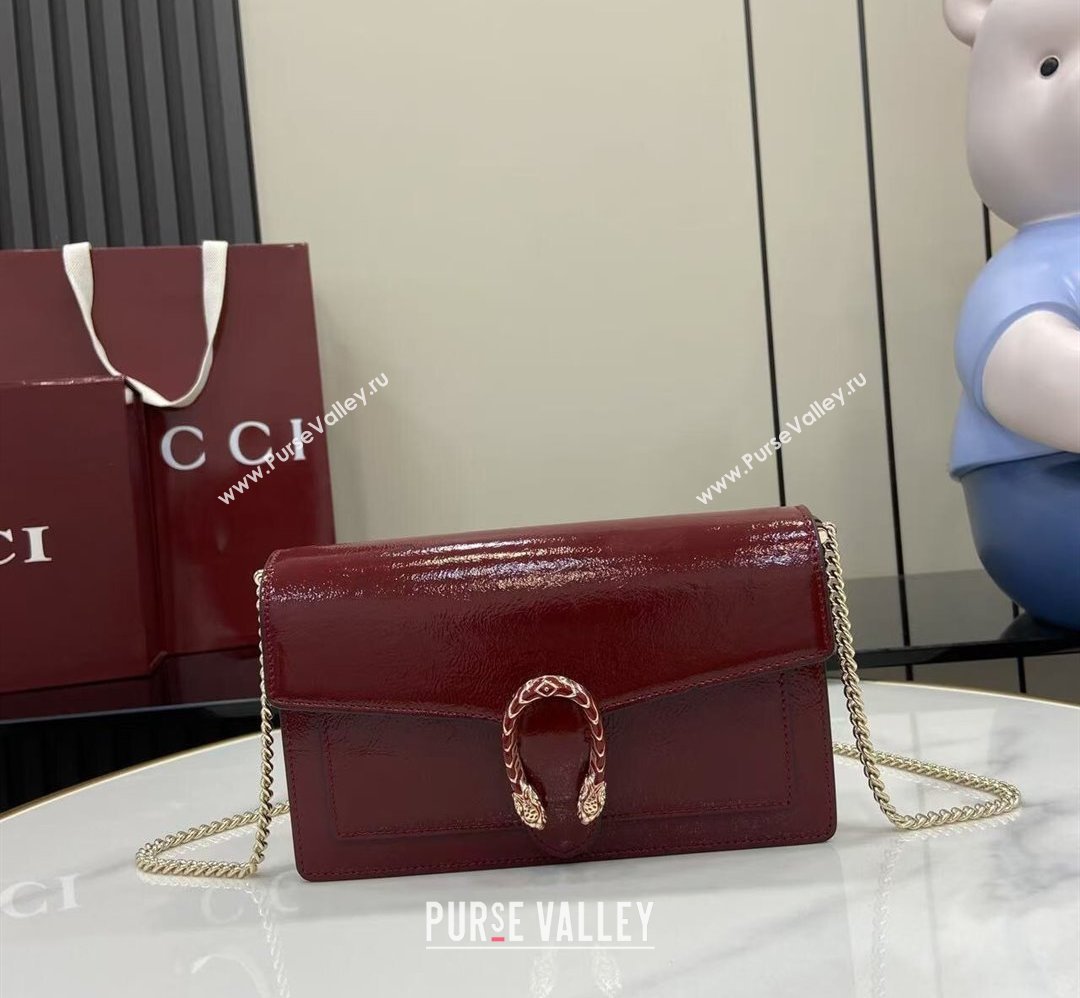 Gucci Dionysus wallet on chain in Patent Leather 837374 Ancora Red 2025 (XLU-250807073)
