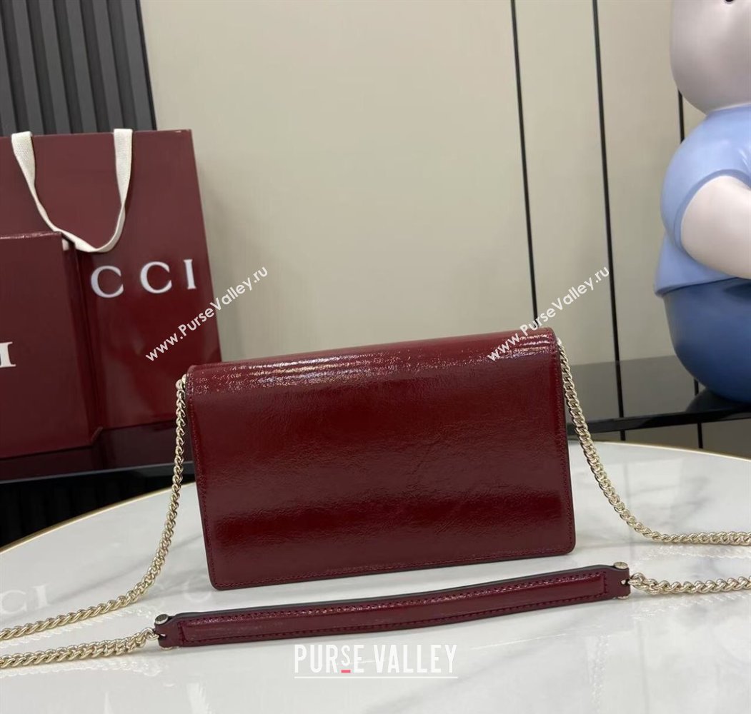Gucci Dionysus wallet on chain in Patent Leather 837374 Ancora Red 2025 (XLU-250807073)