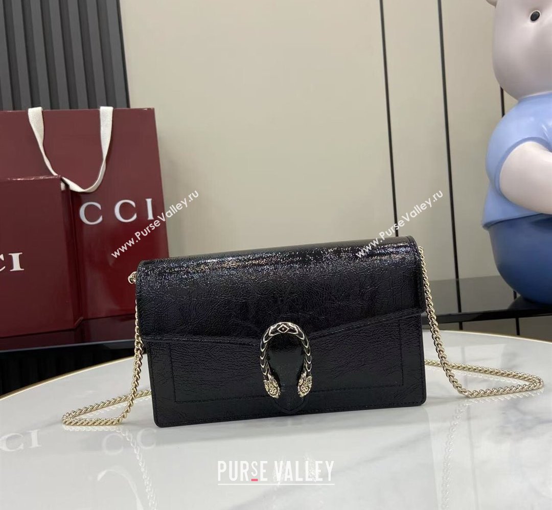 Gucci Dionysus wallet on chain in Patent Leather 837374 Black 2025 (XLU-250807074)