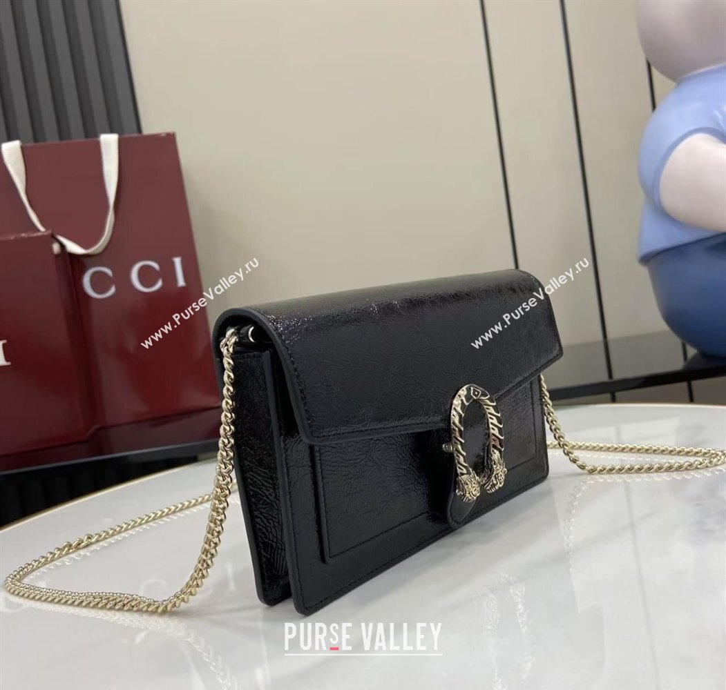 Gucci Dionysus wallet on chain in Patent Leather 837374 Black 2025 (XLU-250807074)