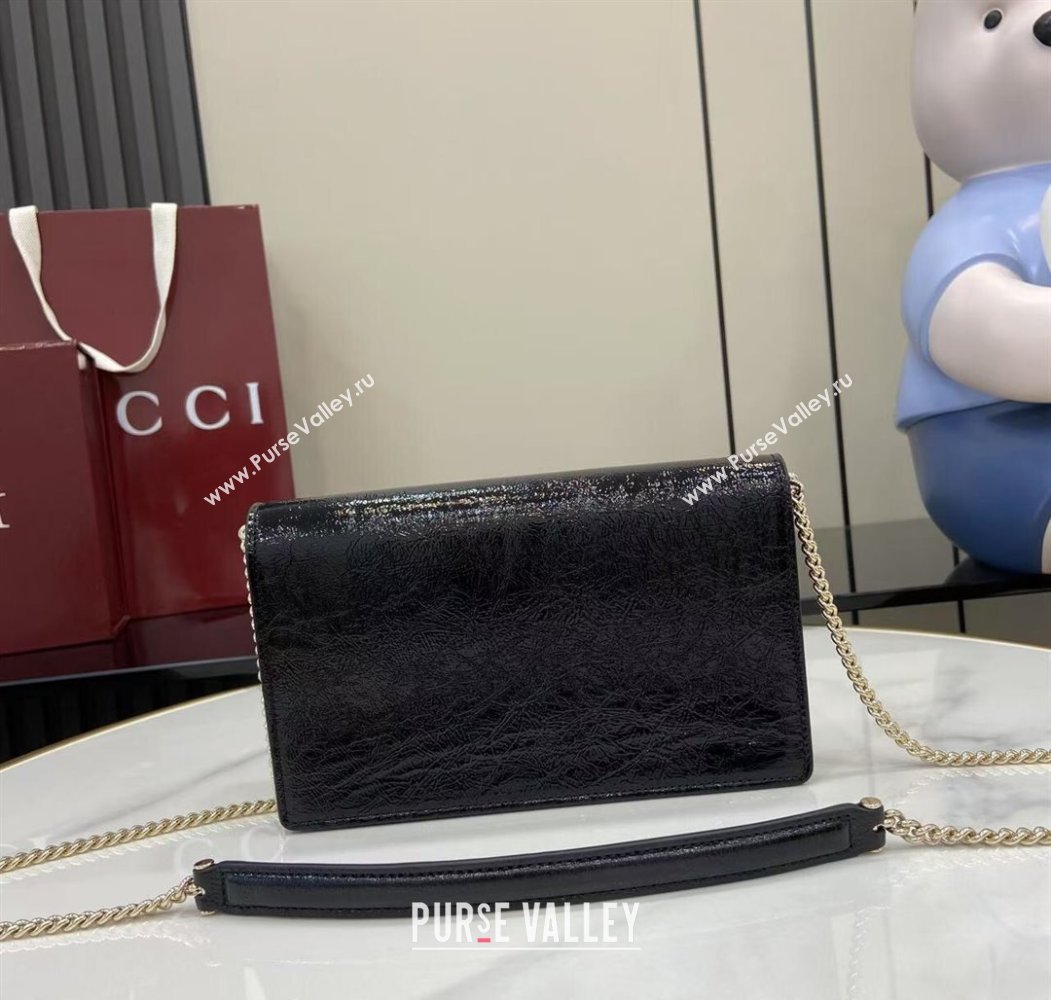 Gucci Dionysus wallet on chain in Patent Leather 837374 Black 2025 (XLU-250807074)