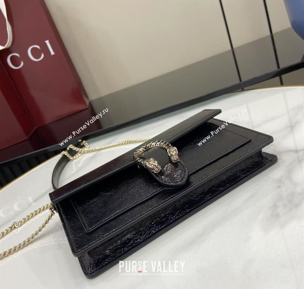Gucci Dionysus wallet on chain in Patent Leather 837374 Black 2025 (XLU-250807074)