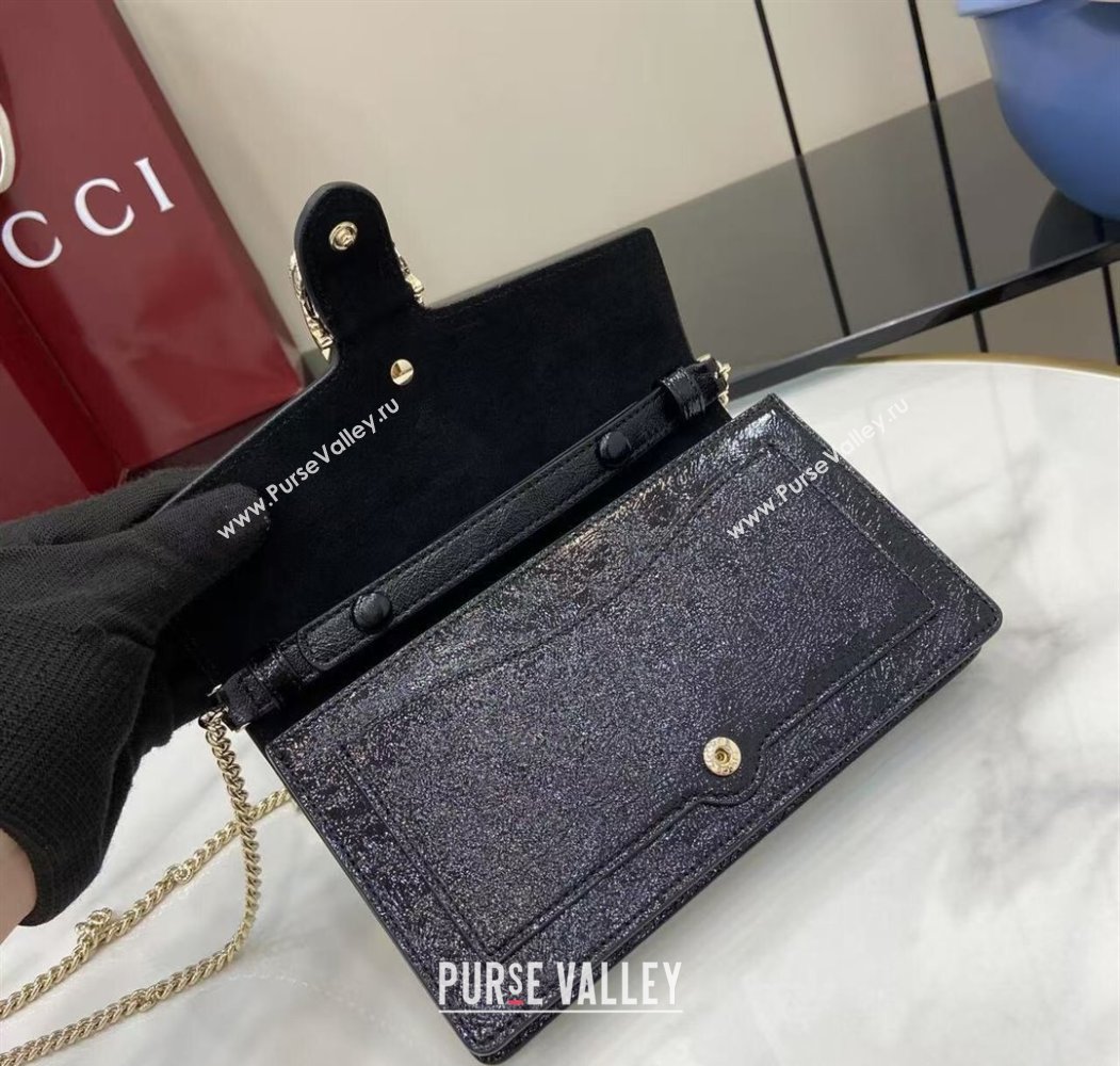 Gucci Dionysus wallet on chain in Patent Leather 837374 Black 2025 (XLU-250807074)