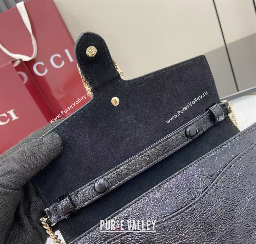 Gucci Dionysus wallet on chain in Patent Leather 837374 Black 2025 (XLU-250807074)