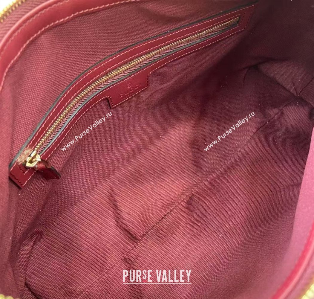 Gucci GG Emblem Leather Medium Shoulder Bag Ancora Red 2025 847449 (XLU-250807058)