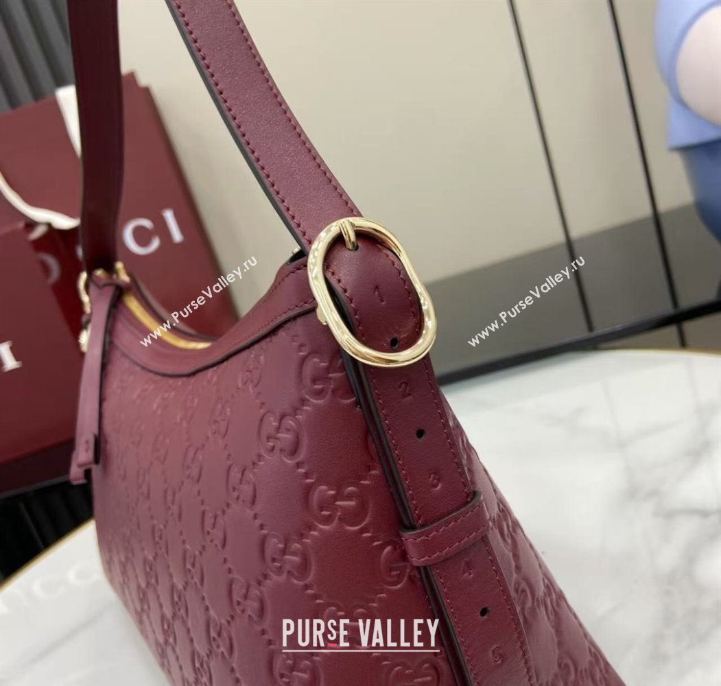 Gucci GG Emblem Leather Medium Shoulder Bag Ancora Red 2025 847449 (XLU-250807058)
