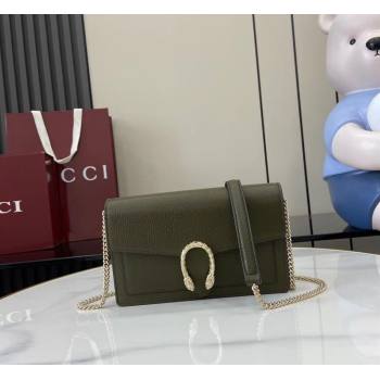 Gucci Dionysus wallet on chain in grainy leather Forest Green 2025 837373 (XLU-250807078)
