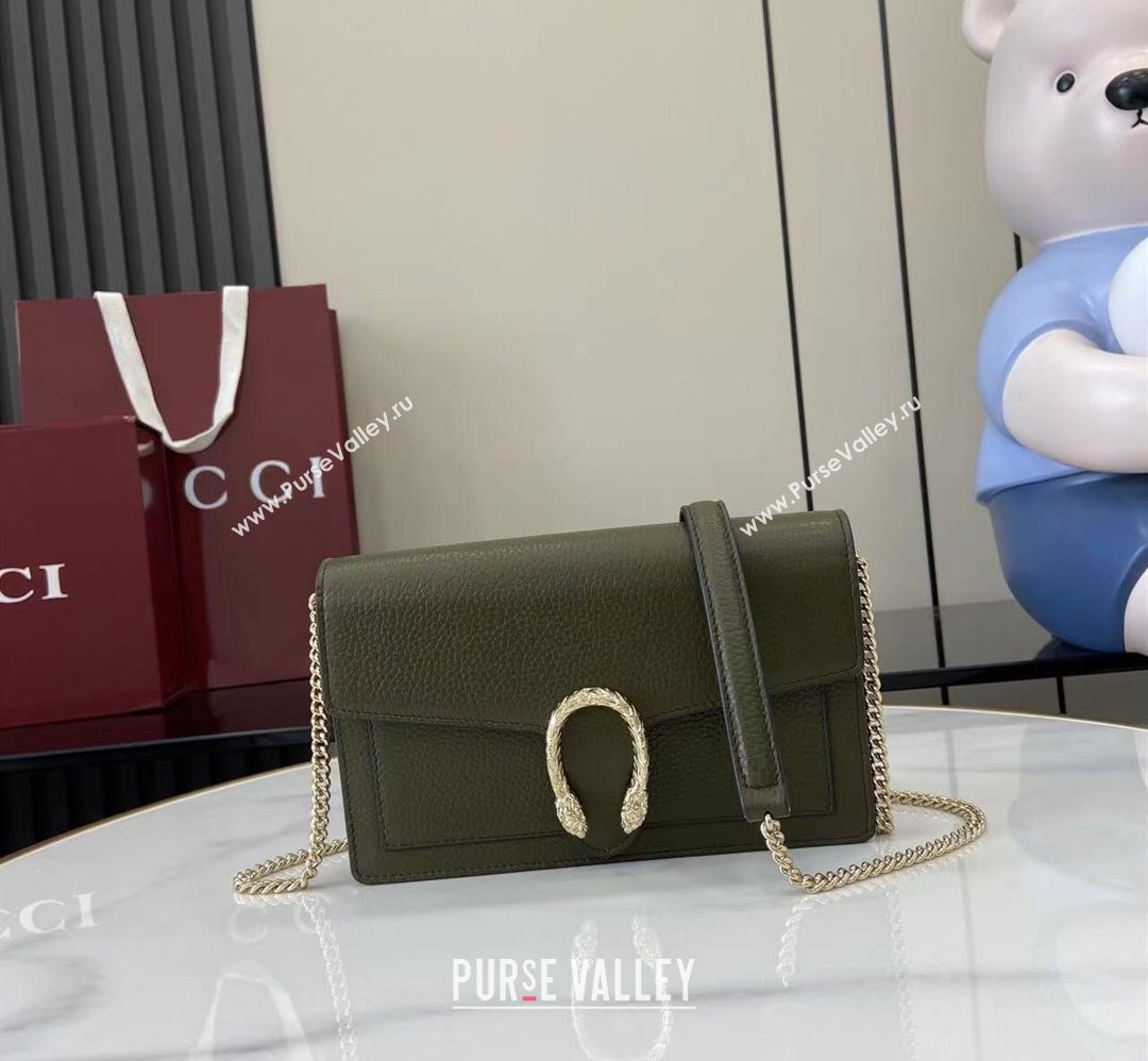 Gucci Dionysus wallet on chain in grainy leather Forest Green 2025 837373 (XLU-250807078)