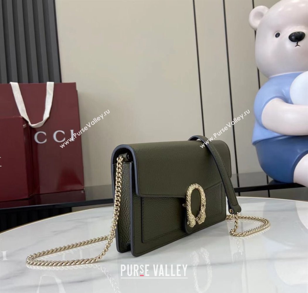 Gucci Dionysus wallet on chain in grainy leather Forest Green 2025 837373 (XLU-250807078)