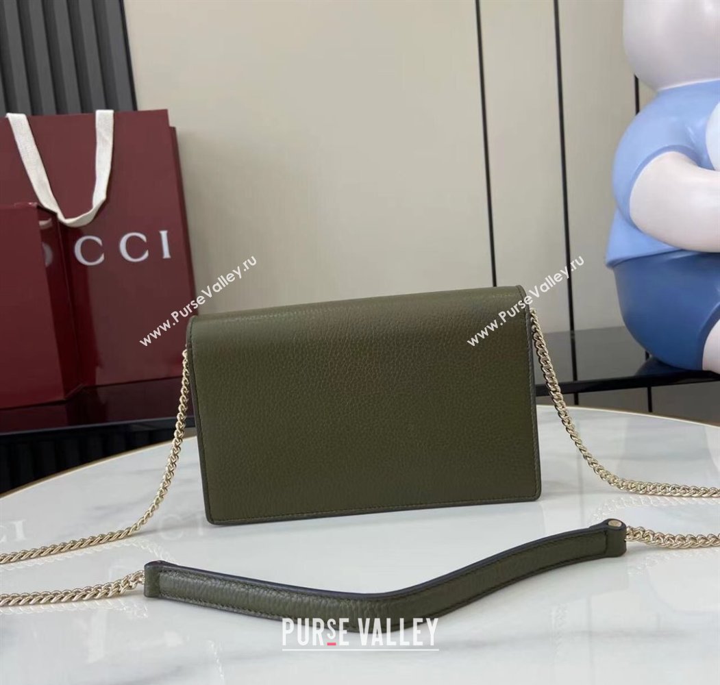 Gucci Dionysus wallet on chain in grainy leather Forest Green 2025 837373 (XLU-250807078)