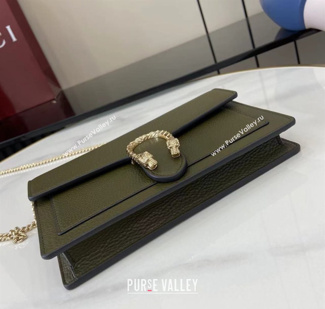 Gucci Dionysus wallet on chain in grainy leather Forest Green 2025 837373 (XLU-250807078)